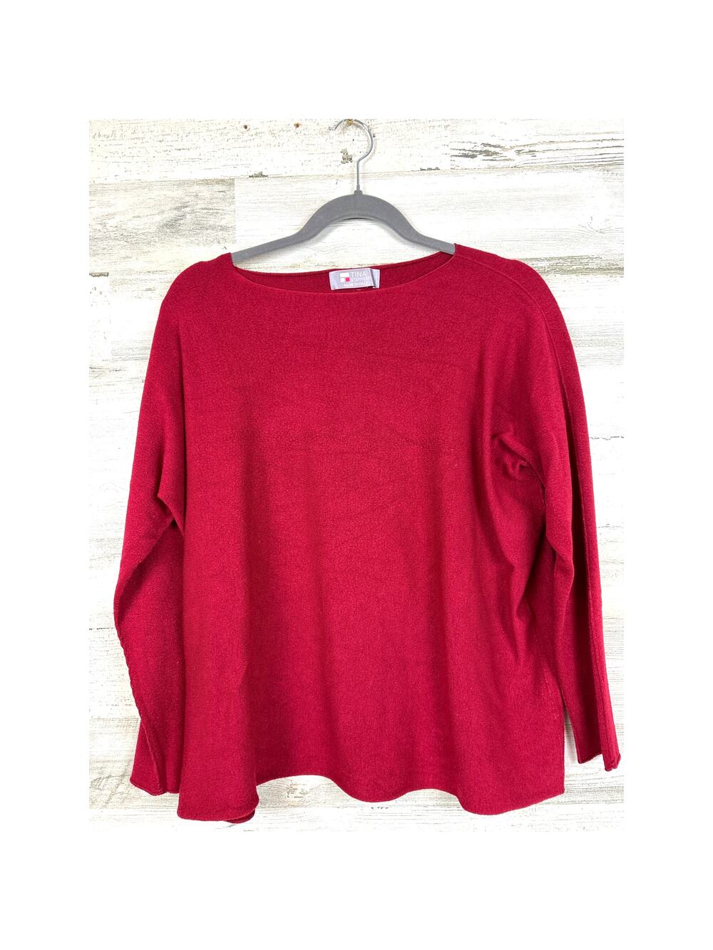 TINA Stephens Womens XL Red Lightweight Knit Long Sleeve Casual Italy Sweater